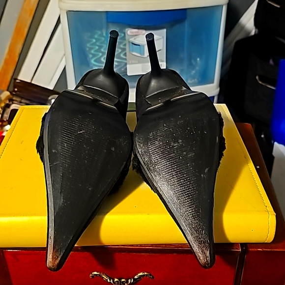 New Suede w/Fur Designer Shoes by Dangerous, Sz 8, Black, Pointy Toe, 3" - Picture 10 of 10